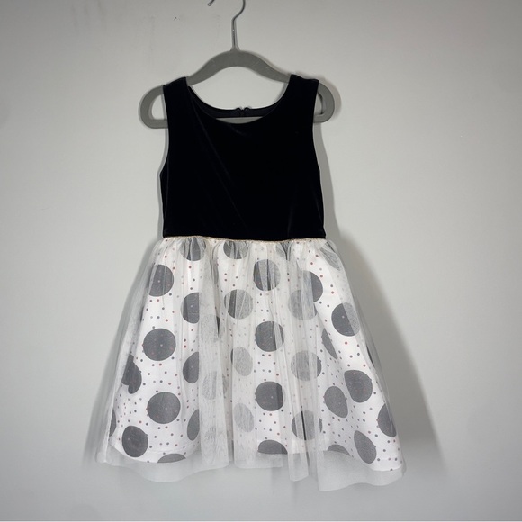 Cat & Jack 4T formal dress velvet polka dots tulle 4T - Picture 3 of 6
